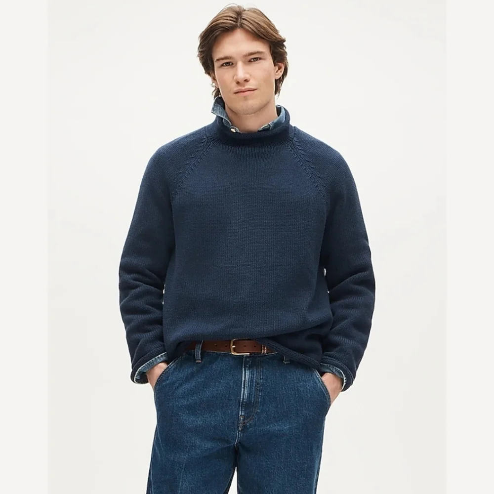 New! J. Crew 1988 Rollneck Sweater in Cotton Navy Unisex - Picture 2 of 11